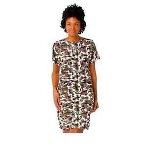 SEED TO STYLE Dress Organically Camouflage T-Shirt Ruched Side Dress